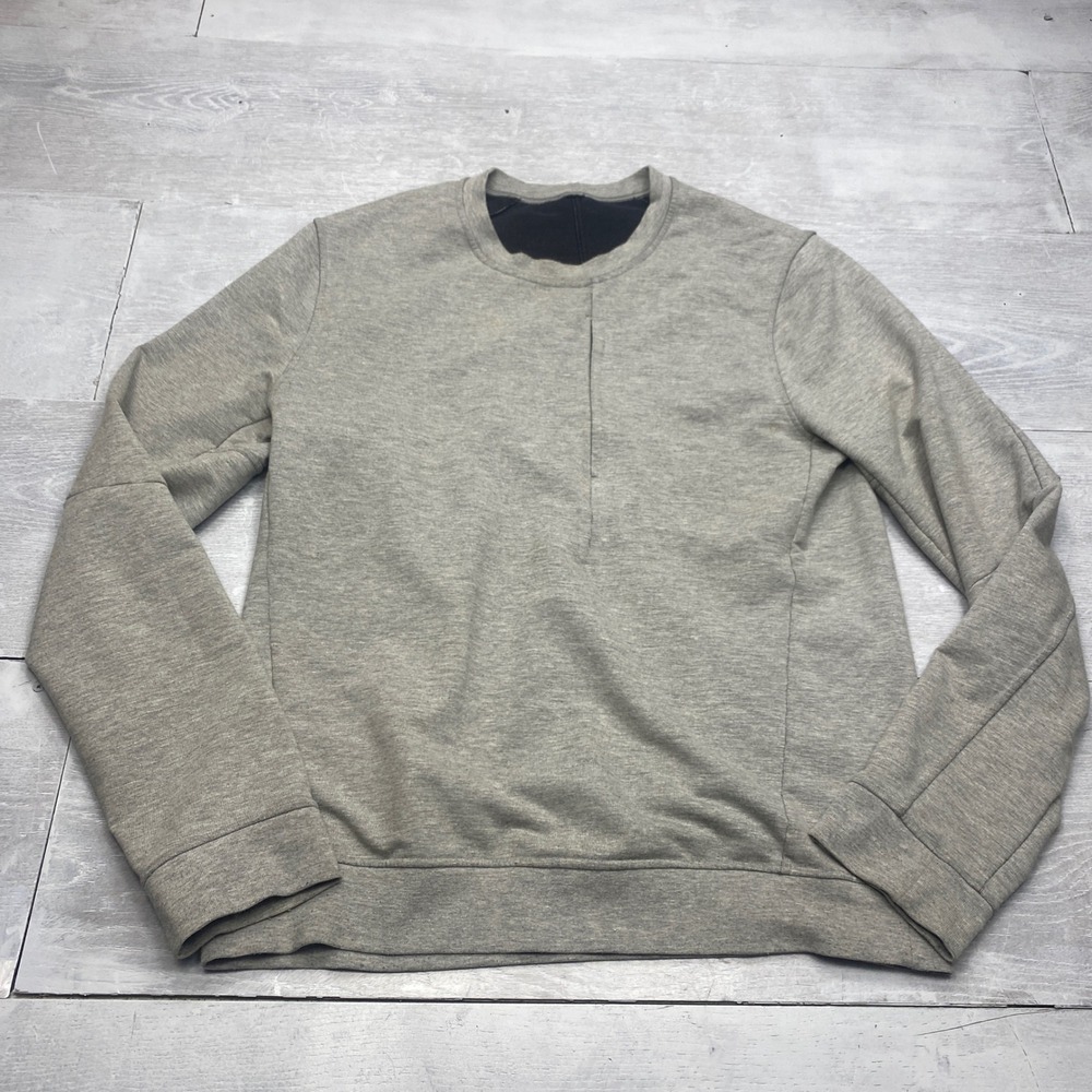 Lululemon Mens Gray Technical Fleece Crewneck Sweatshirt Zip Pocket Size M L